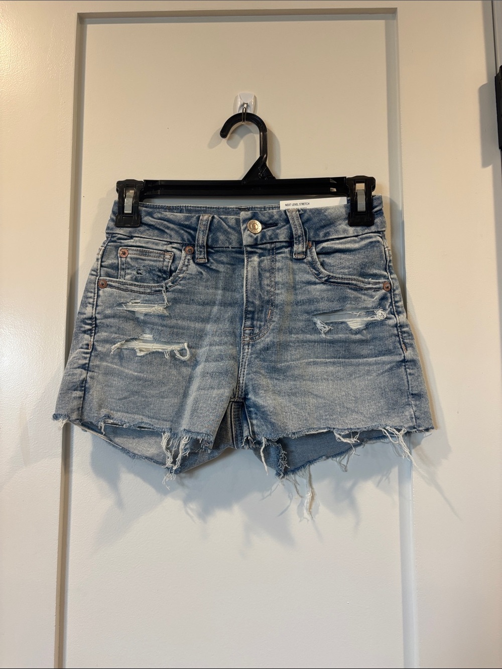 American Eagle Outfitters Light Blue Distressed Denim Shorts